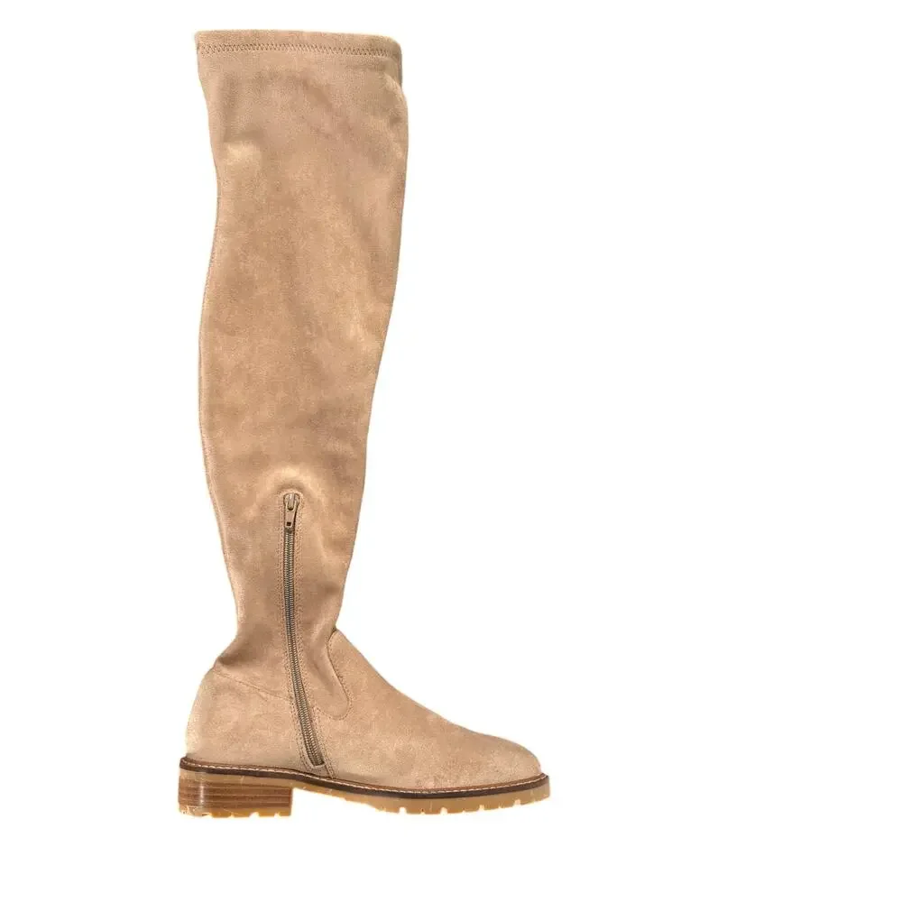 Steve Madden Women's Taupe Lizbeth Fashion Over The Knee Zipper Boot Size 7M